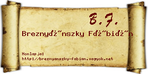 Breznyánszky Fábián névjegykártya